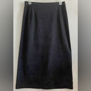 Vintage Bentley Plus Black Faux Suede Stretch Fabric Long A Line Skirt